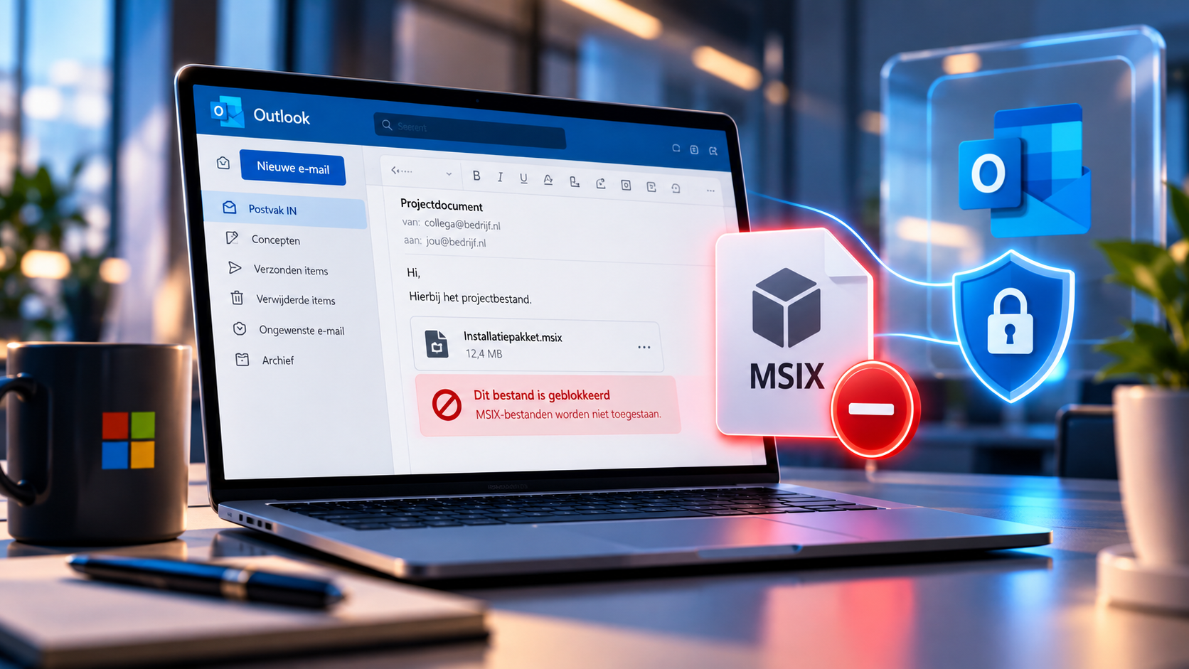 Outlook blokkeert MSIX-bijlagen standaard via OWA-beleid (MC1488841)
